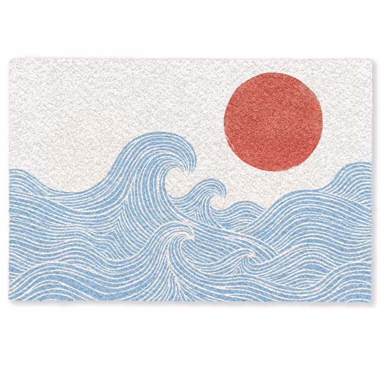 Deurmat - Zon - Golven - Oceaan - Abstract - Rood — 1
