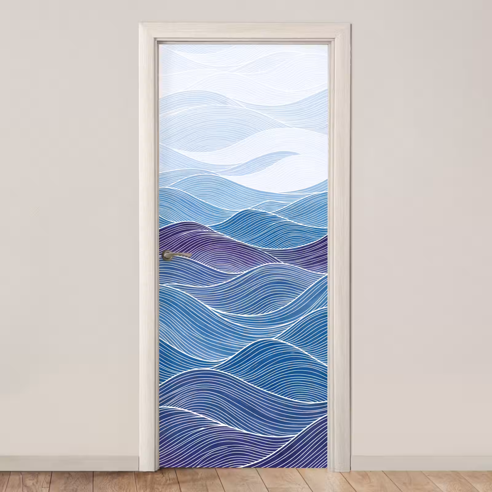Deursticker - Abstract - Golven - Patroon - Blauw - Modern — 1