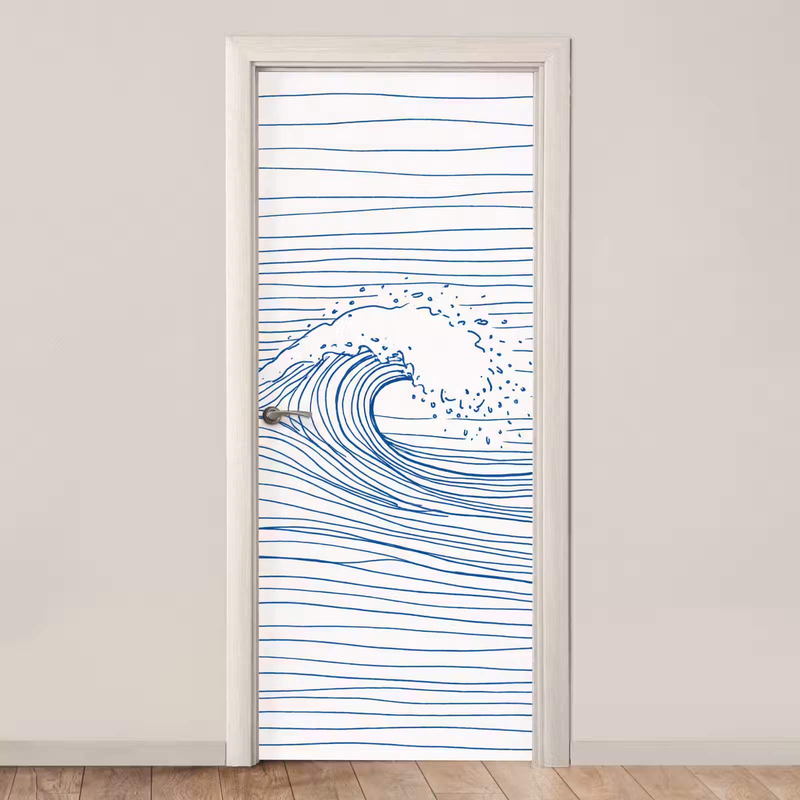Deursticker - Golf - Brekende - Natuur - Minimalistisch - Blauw — 1