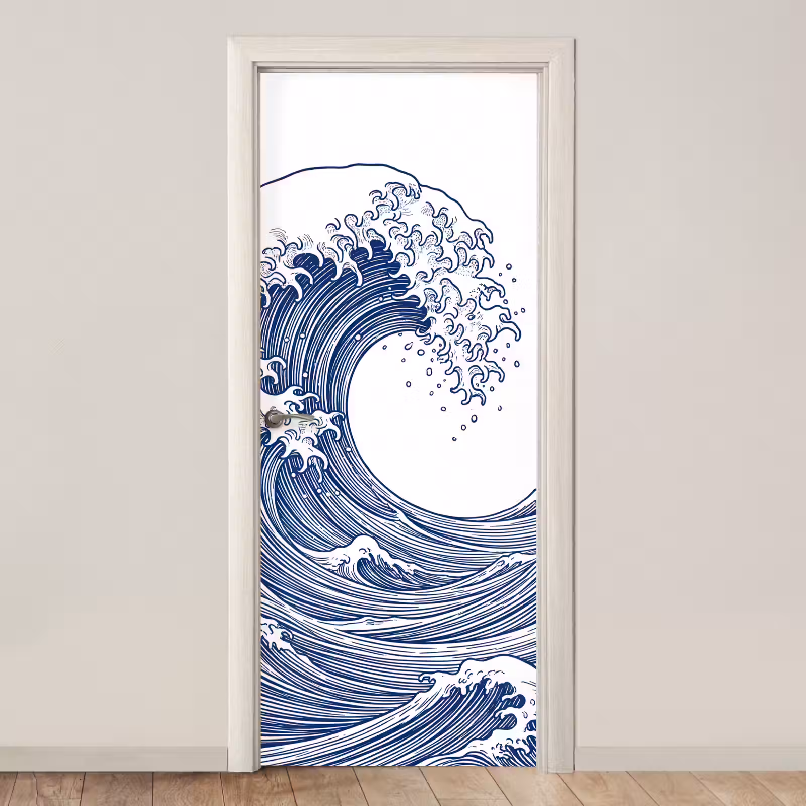 Deursticker - Golf - Japans - Zee - Illustratie - Blauw — 1