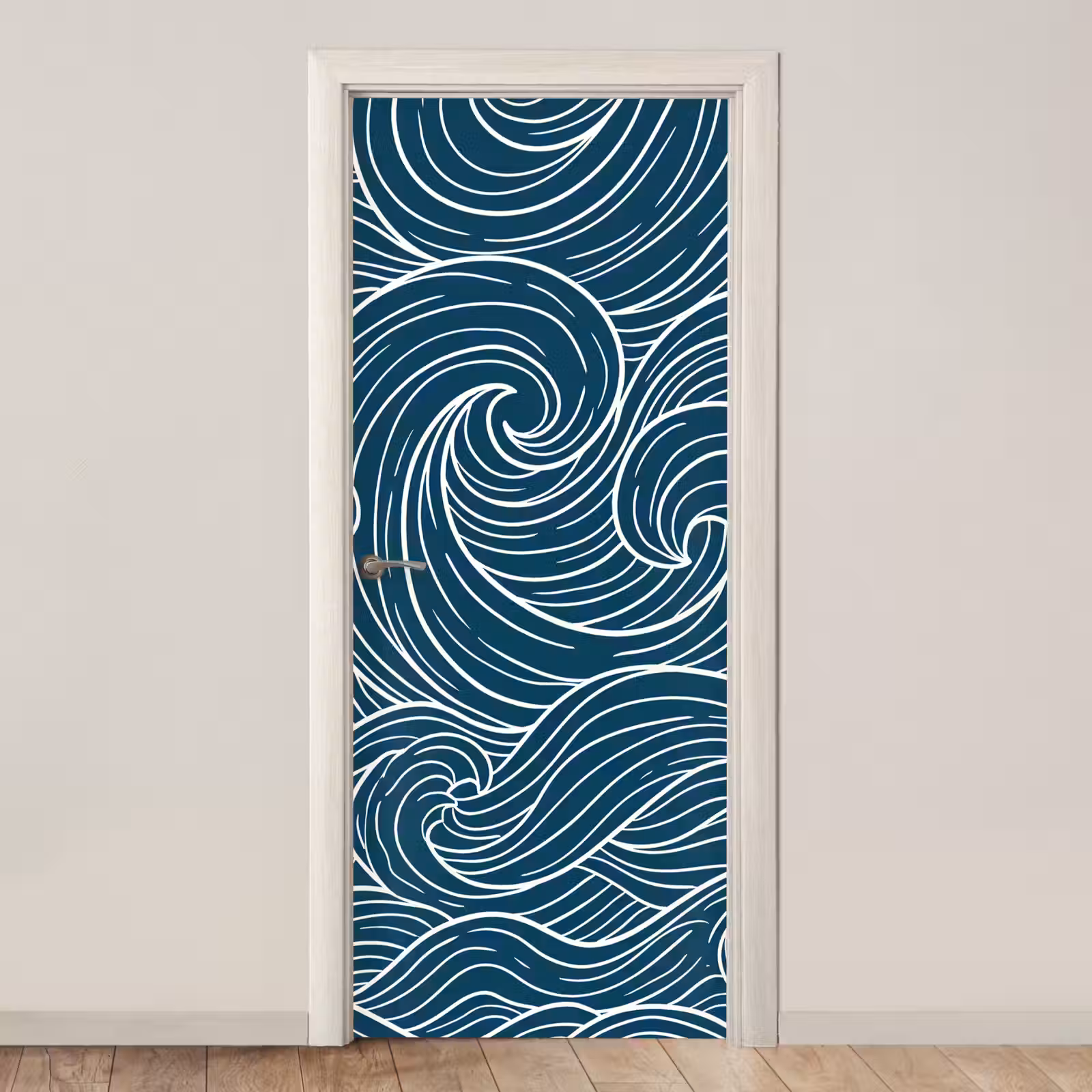 Deursticker - Golven - Spiraal - Water - Abstract - Blauw — 1