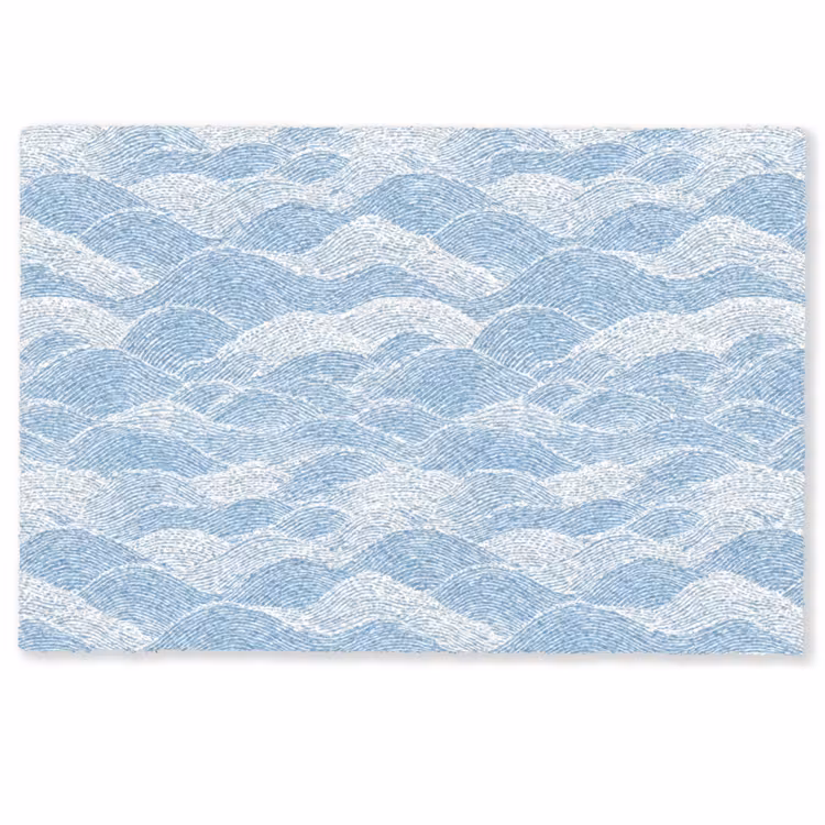 Deurmat - Blauw - Wit - Golven - Getekend — 1