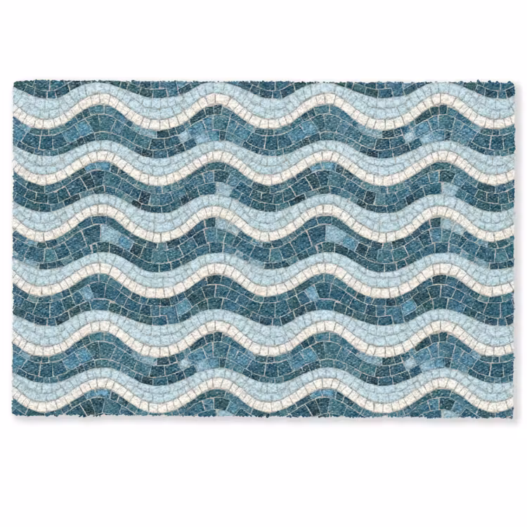 Deurmat - Blauw - Wit - Mozaïek - Golvend — 1