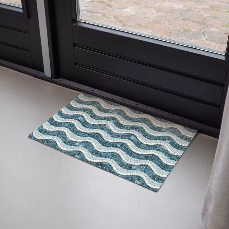 Deurmat - Blauw - Wit - Mozaïek - Golvend — 2