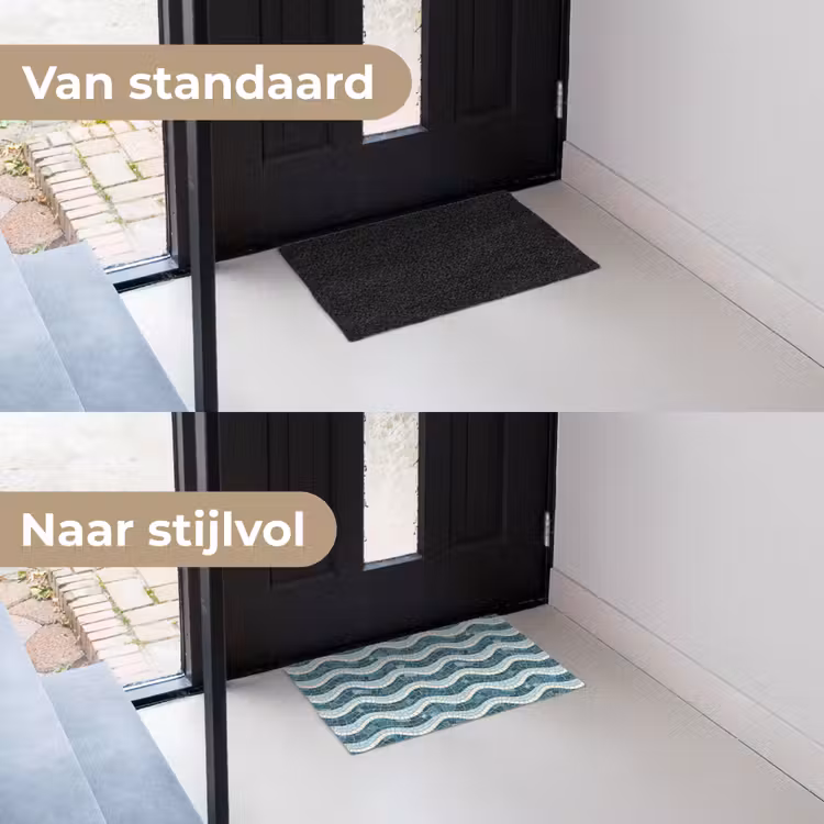 Deurmat - Blauw - Wit - Mozaïek - Golvend — 3