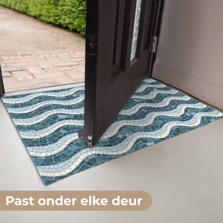 Deurmat - Blauw - Wit - Mozaïek - Golvend — 7