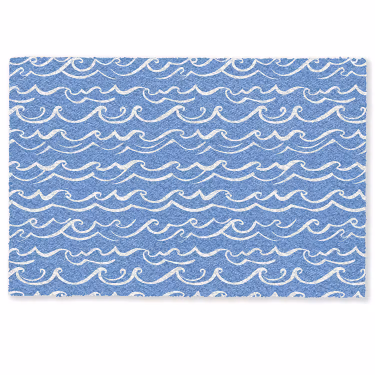 Deurmat - Blauw - Wit - Simpel - Getekend - Golven — 1