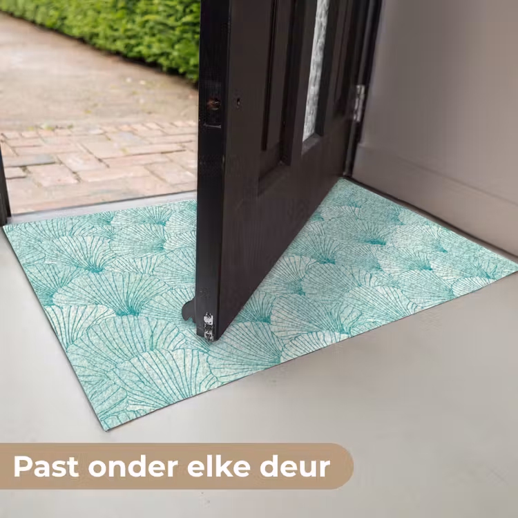 Deurmat - Groen - Wit - Ginko - Getekend - Textuur — 7