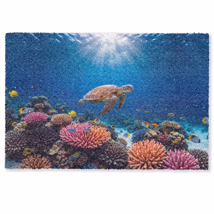 Deurmat - Schildpad - Koraalrif - Oceaan - Dieren - Blauw — 1
