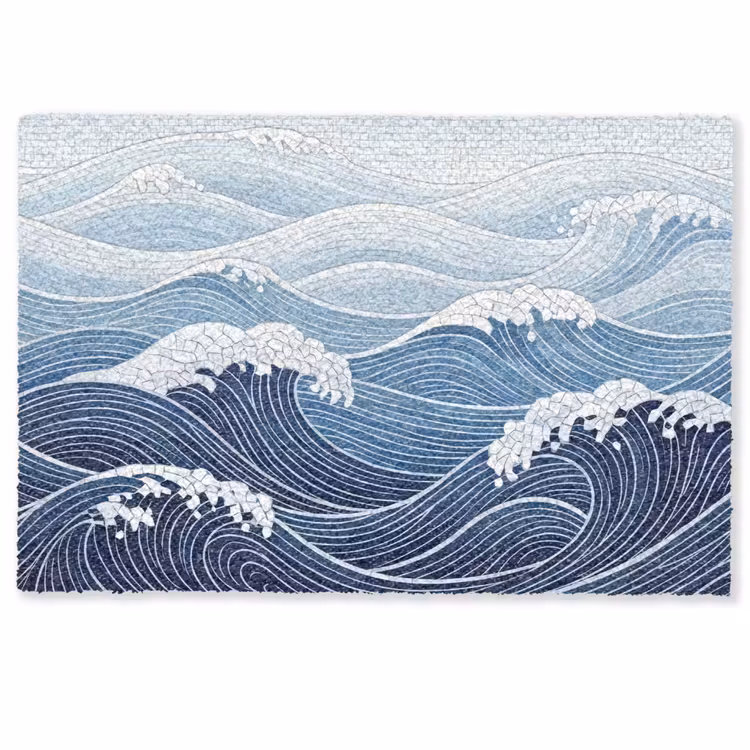 Deurmat - Water - Mozaïek - Landschap - Modern - Blauw — 1