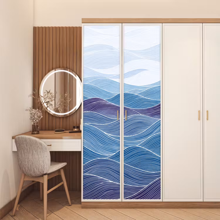 Deursticker - Abstract - Golven - Patroon - Blauw - Modern — 5