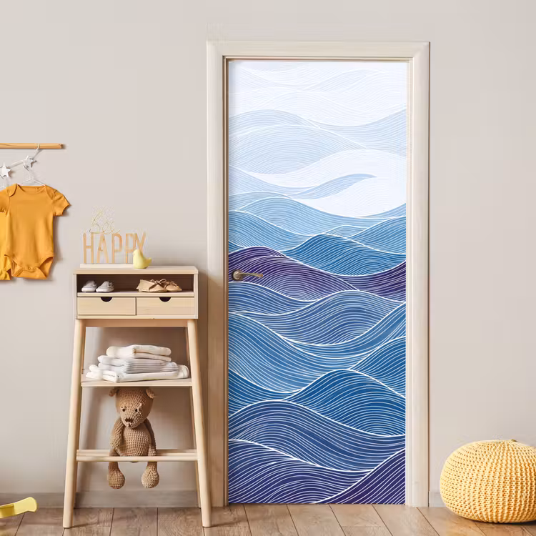Deursticker - Abstract - Golven - Patroon - Blauw - Modern — 6
