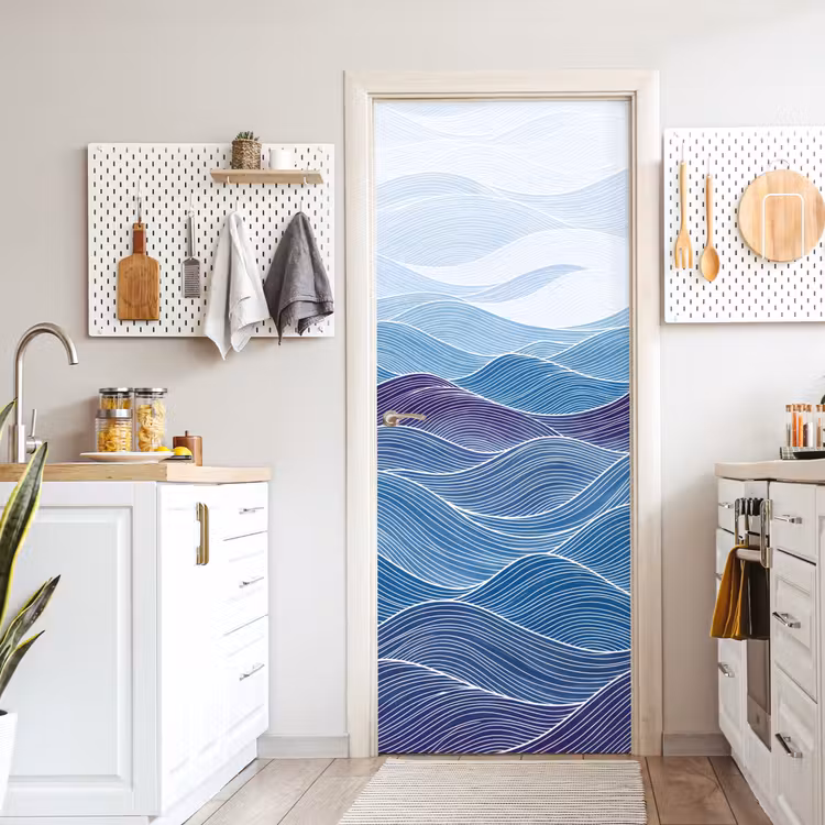 Deursticker - Abstract - Golven - Patroon - Blauw - Modern — 7