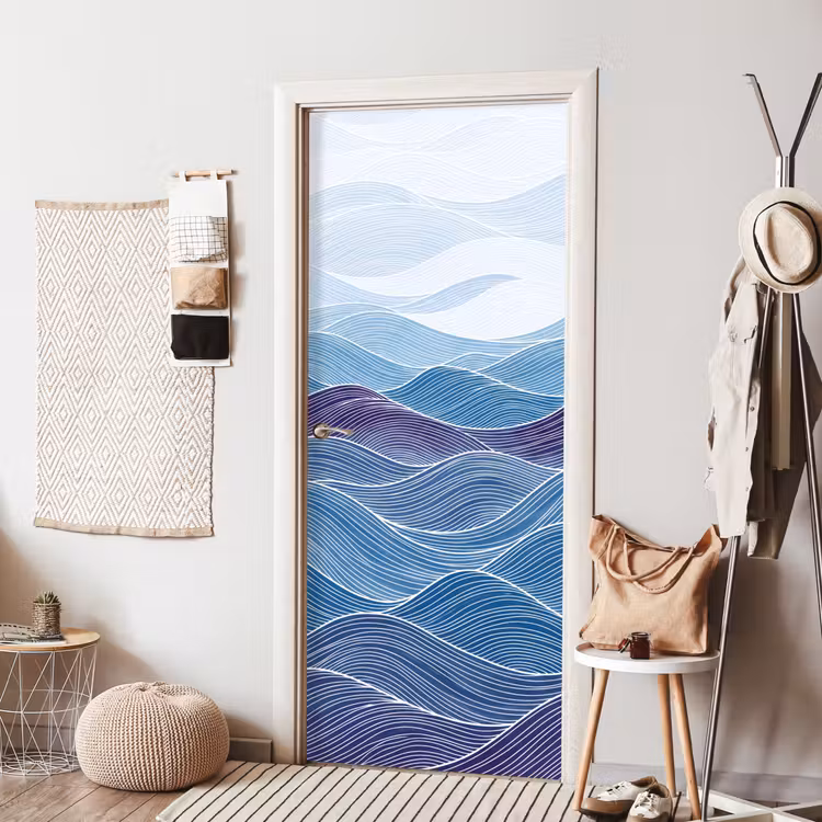 Deursticker - Abstract - Golven - Patroon - Blauw - Modern — 8
