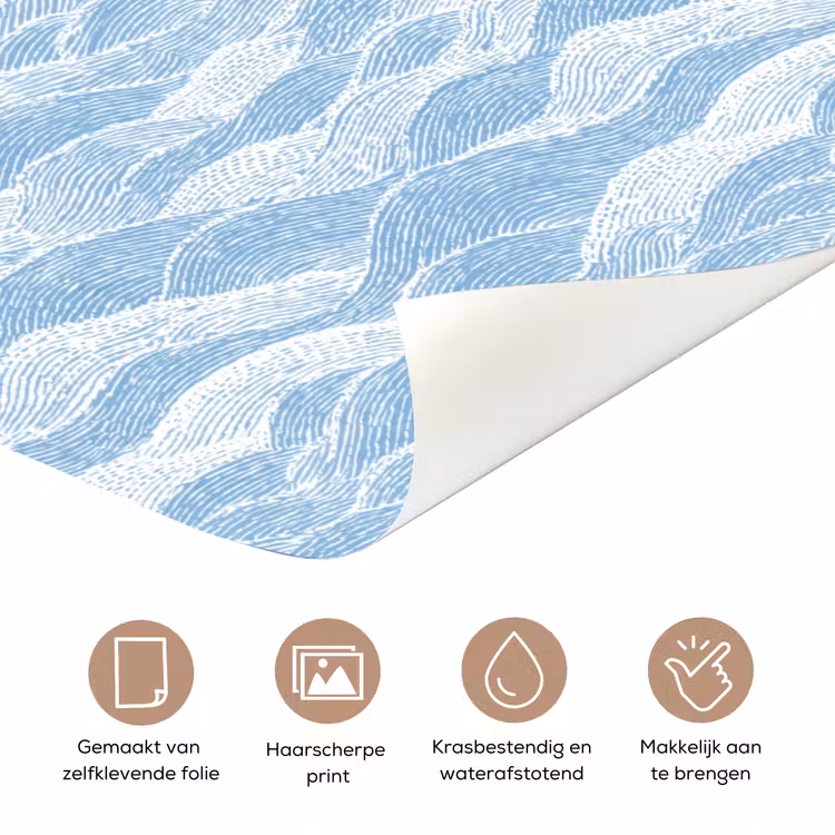 Deursticker - Blauw - Wit - Golven - Getekend — 3