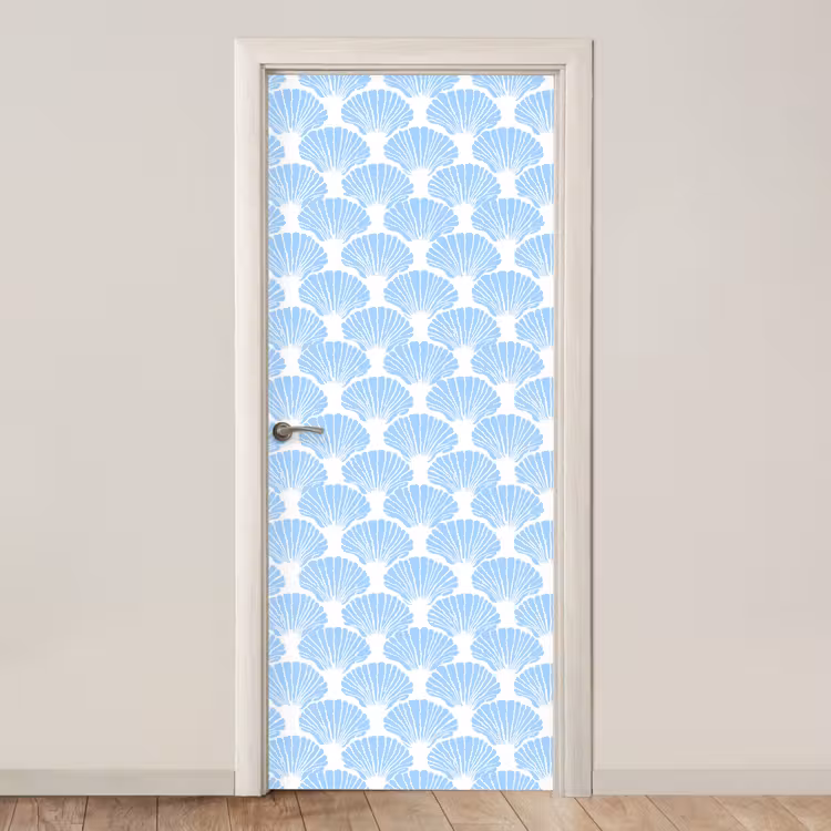 Deursticker - Blauw - Wit - Schelpen - Grafisch - Structuur — 1