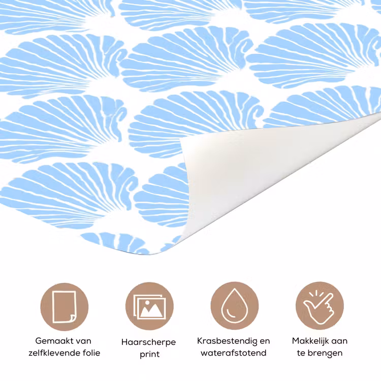 Deursticker - Blauw - Wit - Schelpen - Grafisch - Structuur — 3