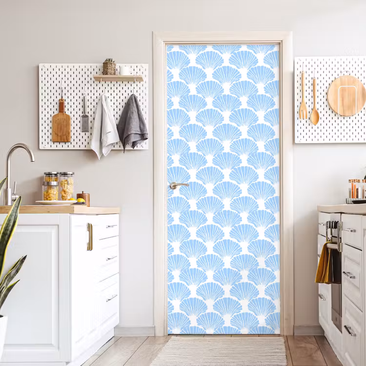 Deursticker - Blauw - Wit - Schelpen - Grafisch - Structuur — 7