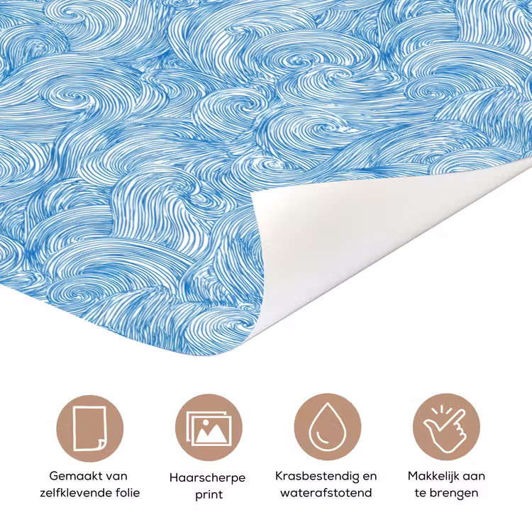 Deursticker - Blauw - Wit - Spiraal - Golven - Lijnen — 3