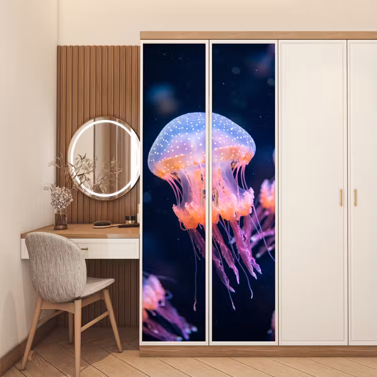 Deursticker - Dier - Onderwater - Natuur - Roze - Mysterieus — 5