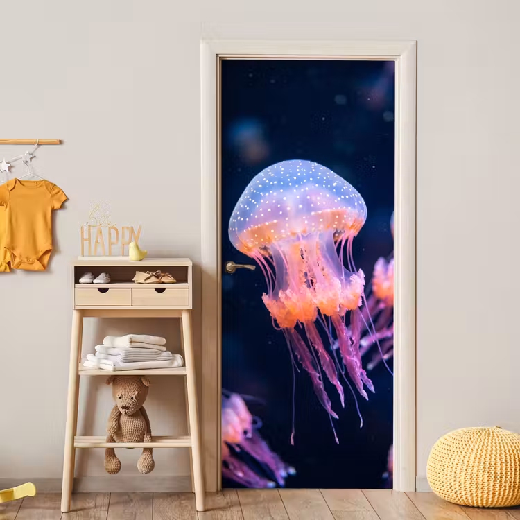 Deursticker - Dier - Onderwater - Natuur - Roze - Mysterieus — 6