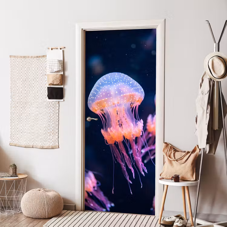 Deursticker - Dier - Onderwater - Natuur - Roze - Mysterieus — 8