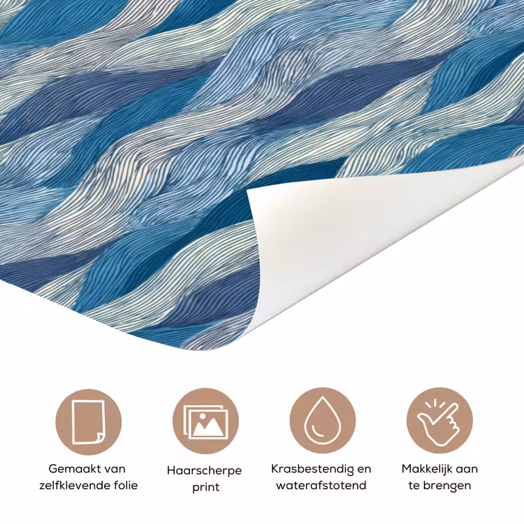 Deursticker - Getekend - Blauw - Wit - Golvend - Streepjes — 3