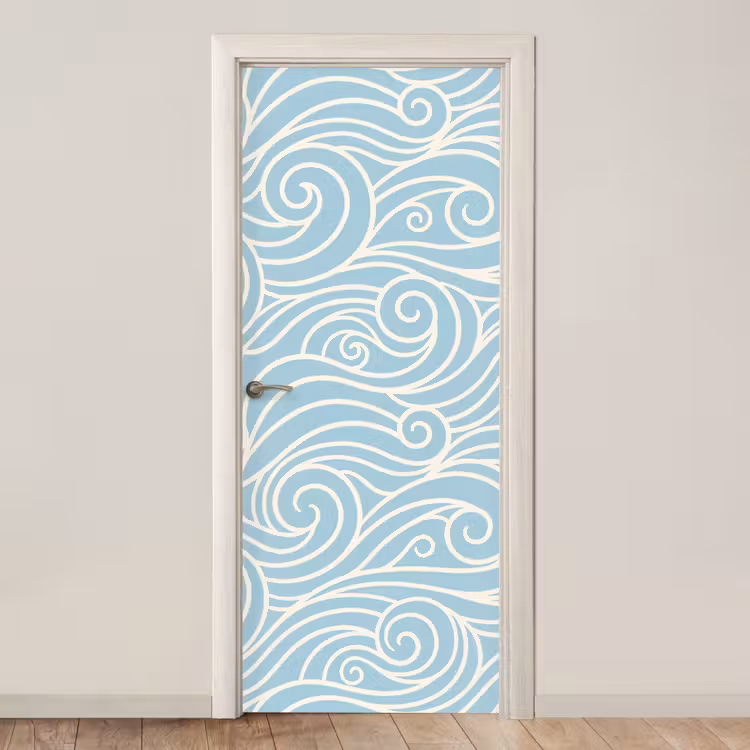 Deursticker - Golf - Abstract - Natuur - Modern - Blauw — 1