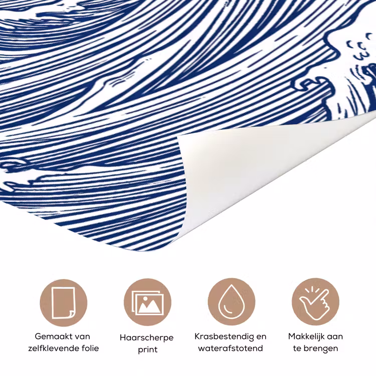 Deursticker - Golf - Japans - Zee - Illustratie - Blauw — 3