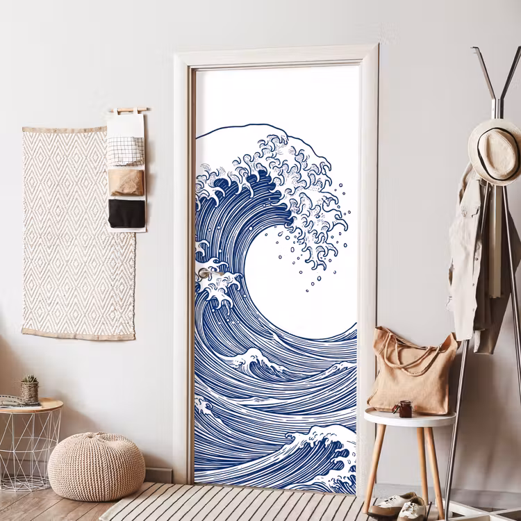 Deursticker - Golf - Japans - Zee - Illustratie - Blauw — 8