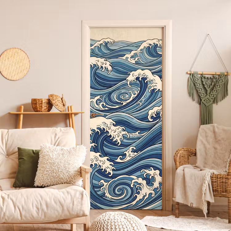 Deursticker - Golven - Zee - Natuur - Abstract - Blauw — 4