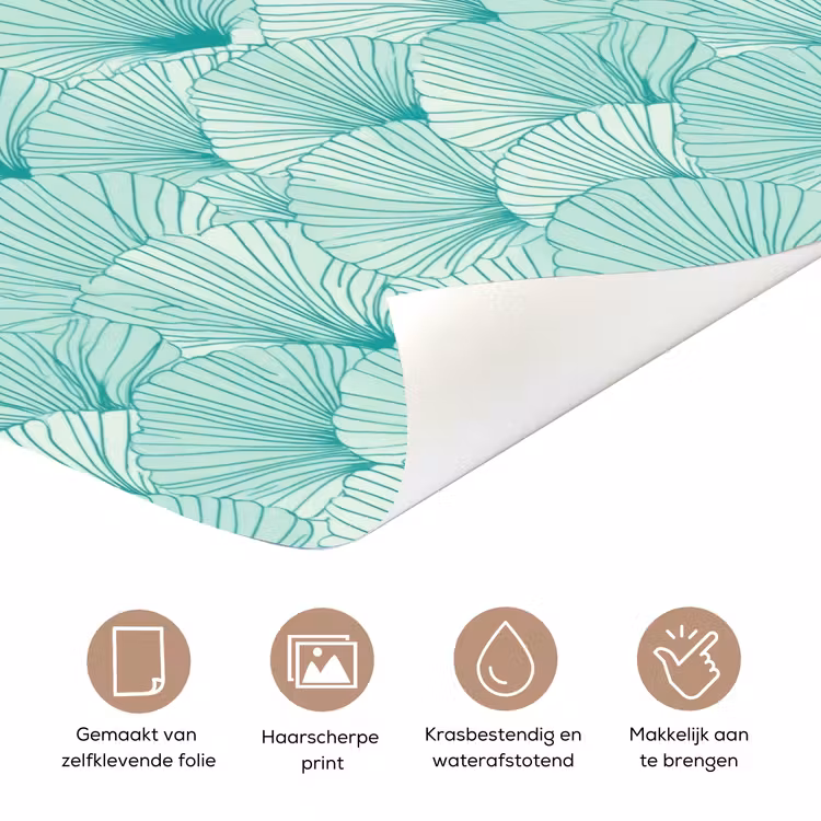 Deursticker - Groen - Wit - Ginko - Getekend - Textuur — 3