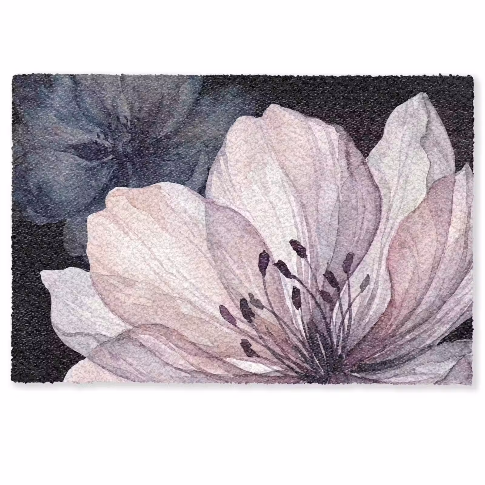 Deurmat - Bloemen - Aquarel - Modern - Roze - Donker — 1