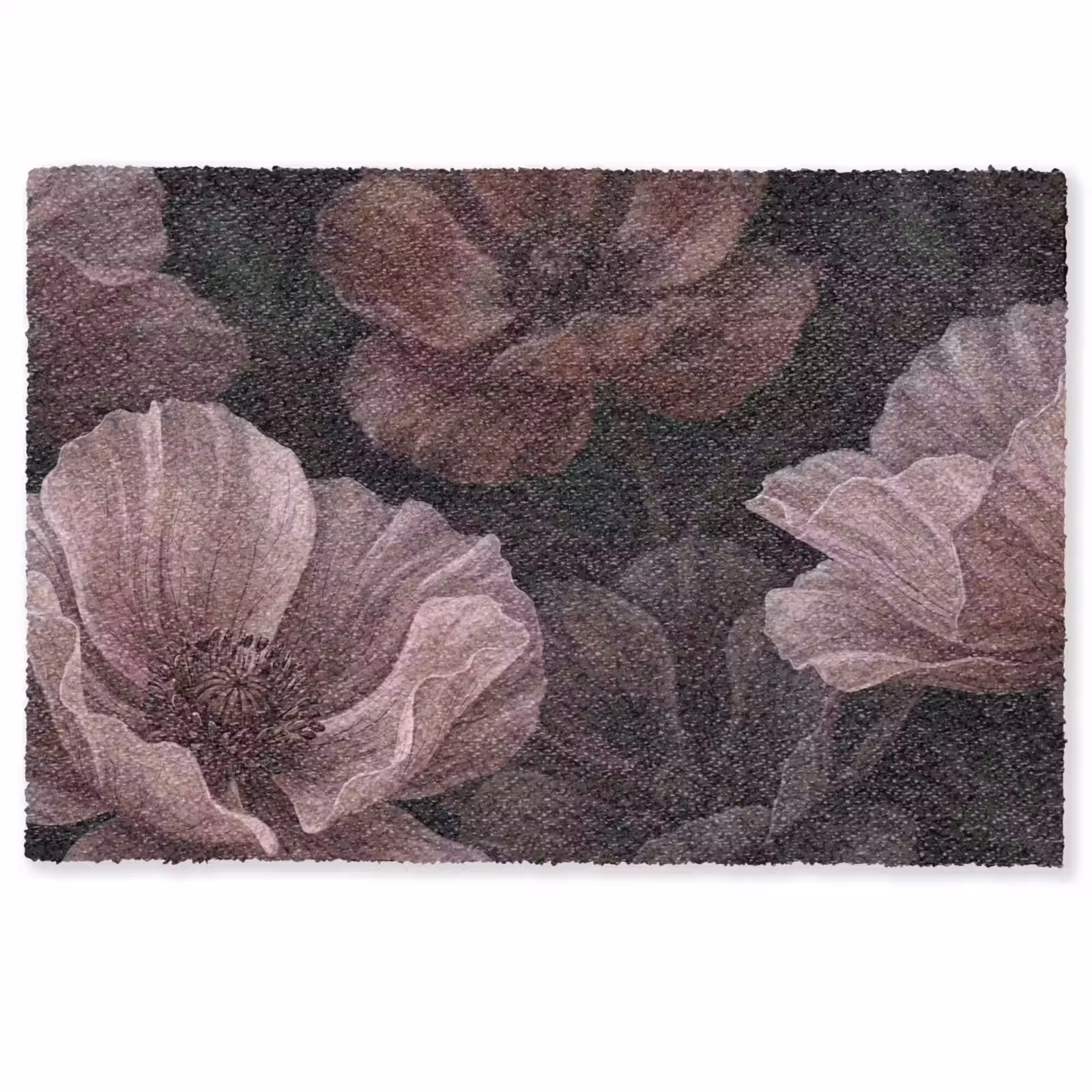 Deurmat - Bloemen - Natuur - Roze - Donker - Modern — 1
