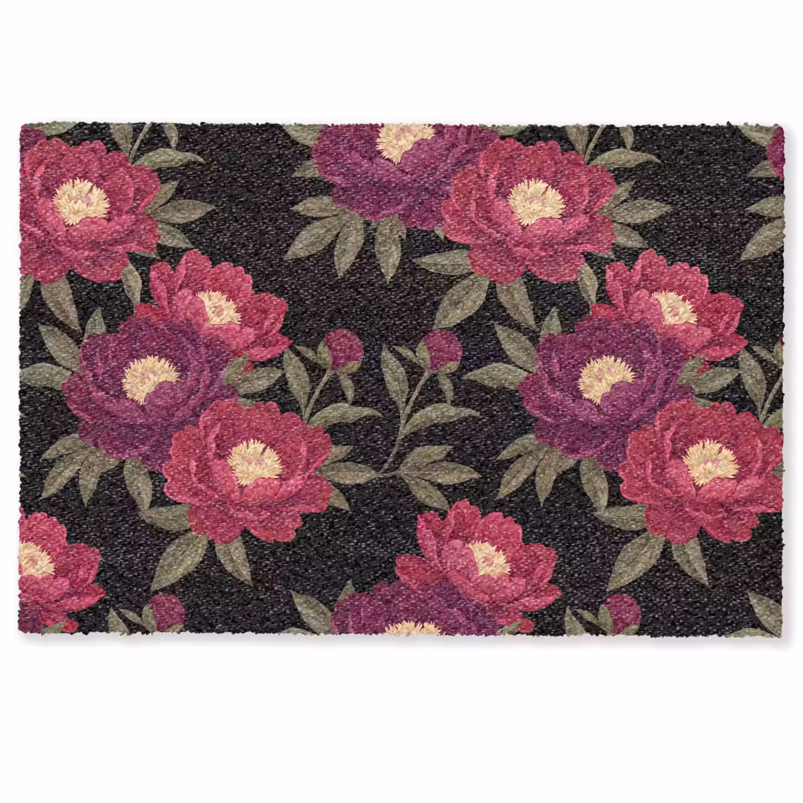 Deurmat - Bloemen - Patroon - Botanisch - Rood - Zwart — 1