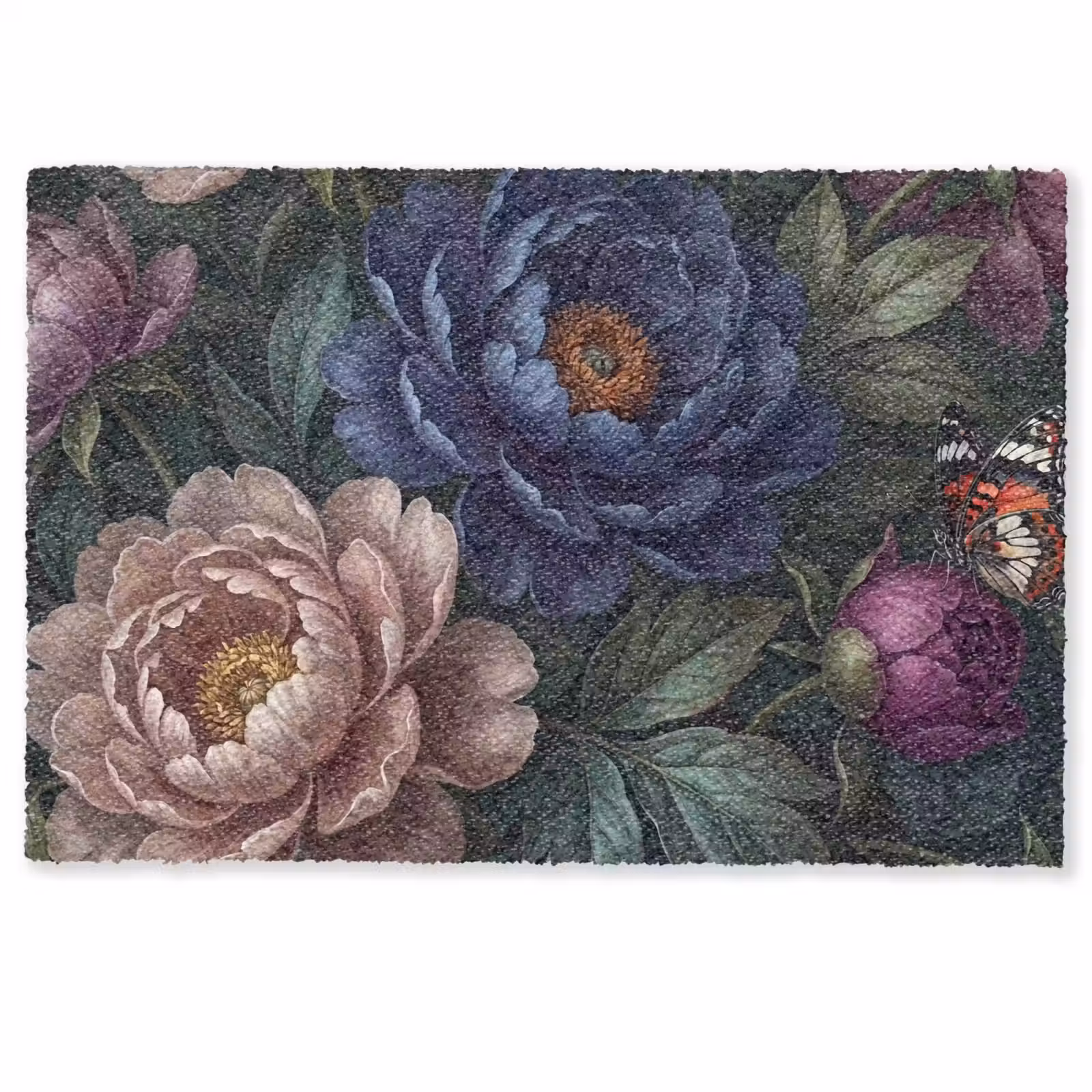 Deurmat - Bloemen - Vlinder - Natuur - Modern - Paars — 1