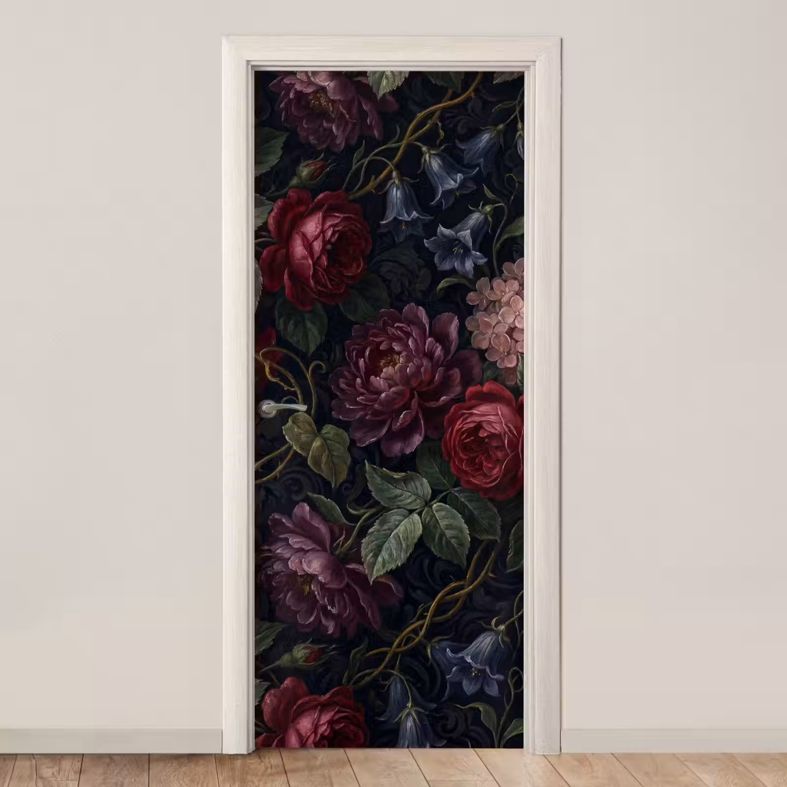 Deursticker - Bloemen - Rood - Klassiek - Donker - Patroon — 1