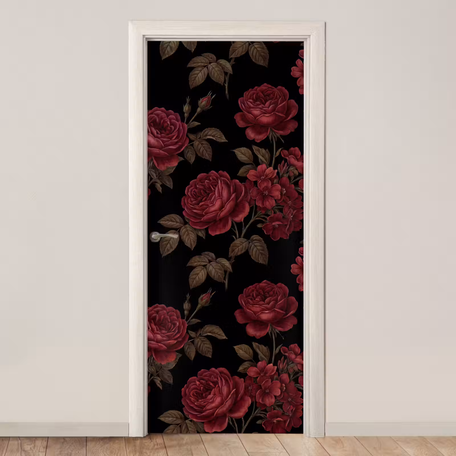 Deursticker - Bloemen - Roos - Patroon - Klassiek - Rood — 1