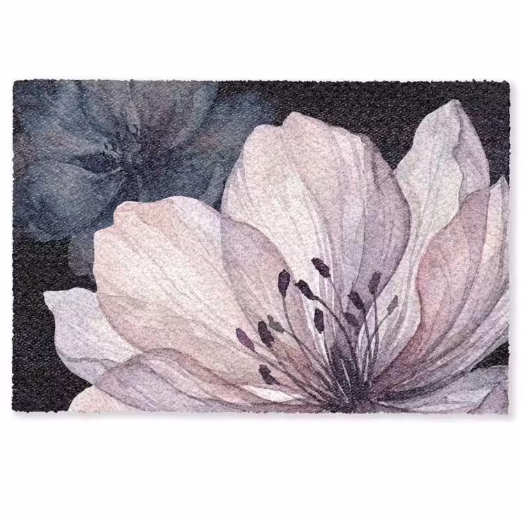 Deurmat - Bloemen - Aquarel - Modern - Roze - Donker — 1