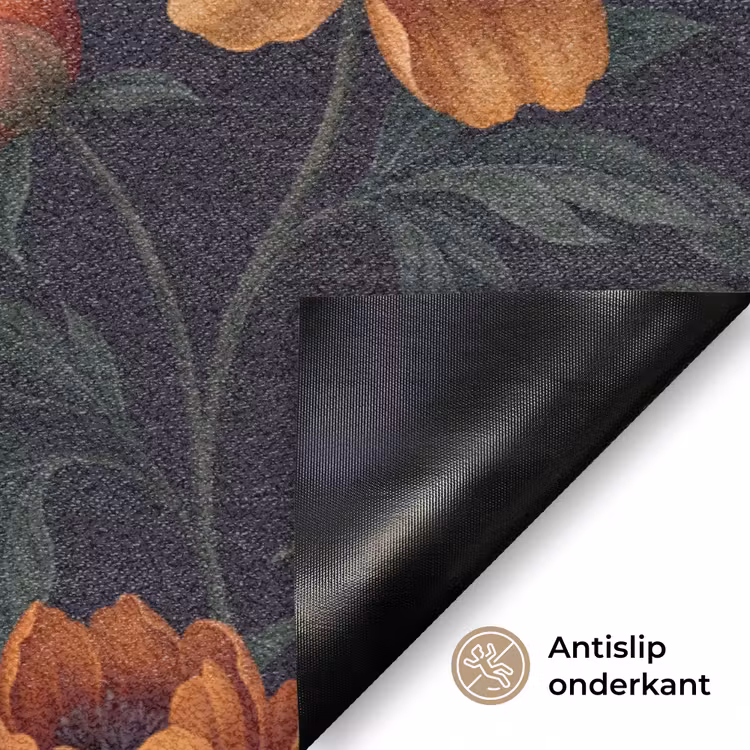 Deurmat - Bloemen - Bladeren - Natuur - Modern - Oranje — 6