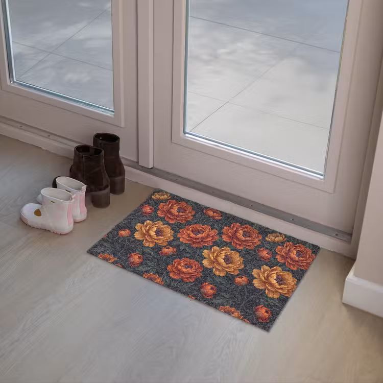Deurmat - Bloemen - Bladeren - Natuur - Modern - Oranje — 8