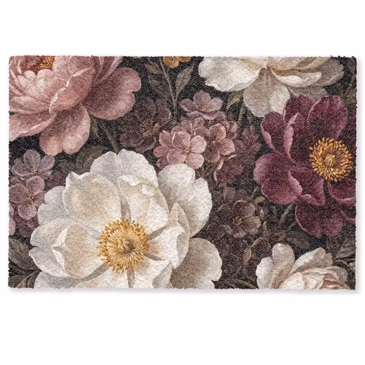 Deurmat - Bloemen - Boeket - Klassiek - Donker - Rood — 1