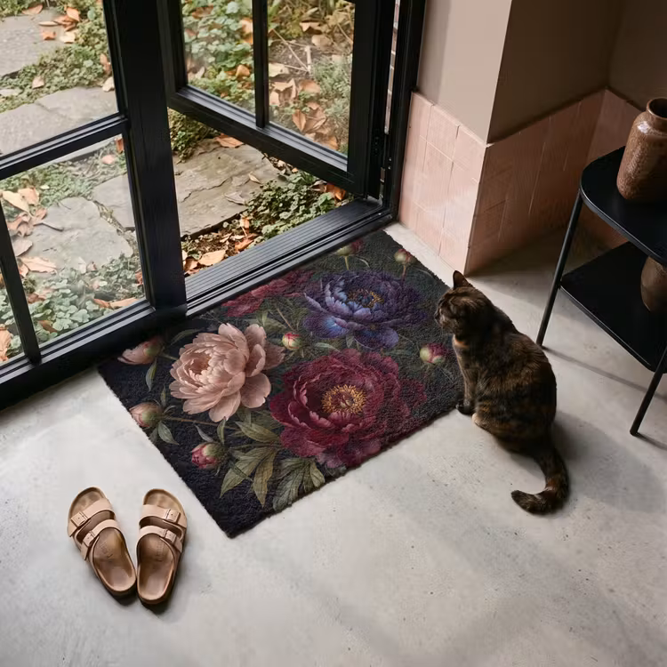 Deurmat - Bloemen - Boeket - Natuur - Modern - Donker — 2