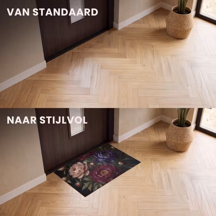 Deurmat - Bloemen - Boeket - Natuur - Modern - Donker — 3