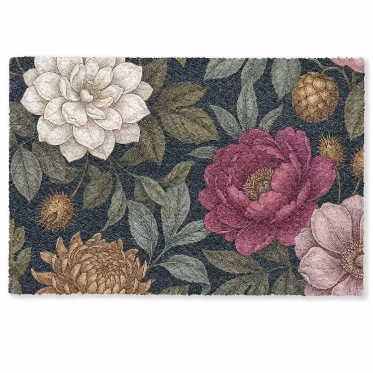 Deurmat - Bloemen - Botanisch - Illustratie - Donker - Vintage — 1