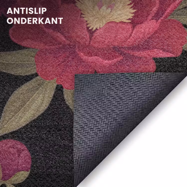 Deurmat - Bloemen - Patroon - Botanisch - Rood - Zwart — 6