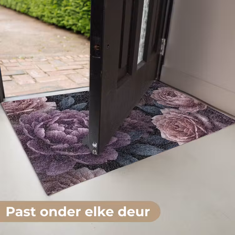Deurmat - Bloemen - Patroon - Donker - Botanisch - Paars — 7