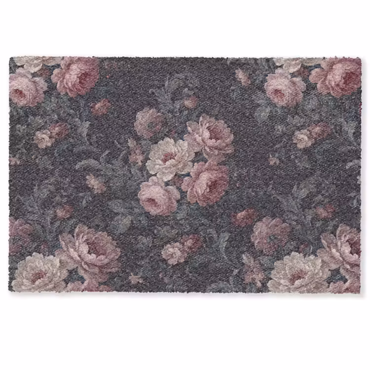 Deurmat - Bloemen - Patroon - Sierlijk - Roze - Donker — 1