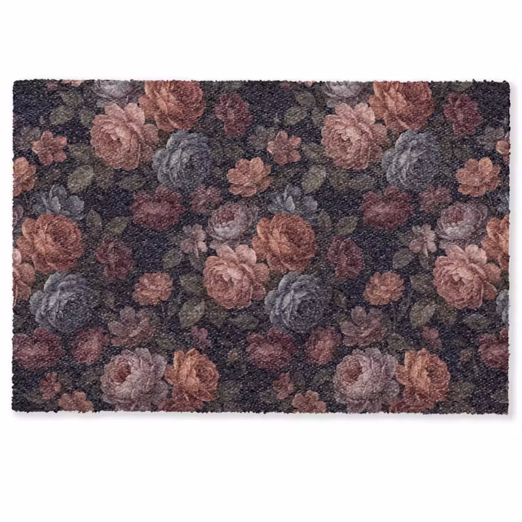 Deurmat - Bloemen - Patroon - Vintage - Donker - Roze — 1