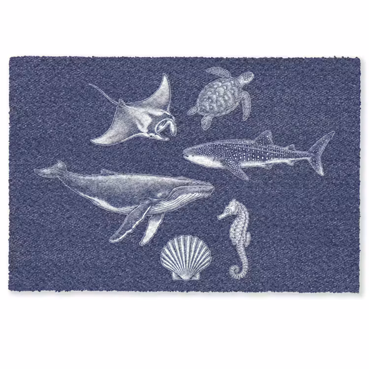 Deurmat - Dieren - Zeeleven - Oceaan - Graveren - Blauw — 1